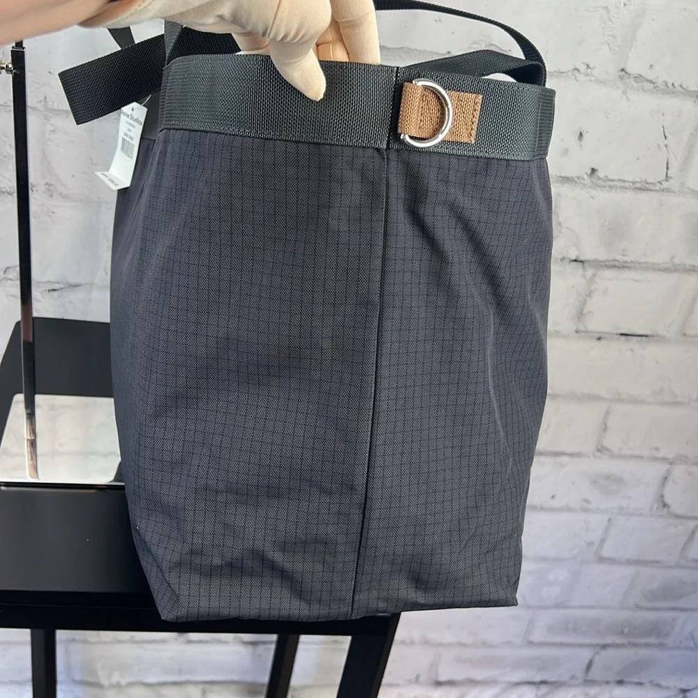 Acne Studios Post Ripstop Nylon & Suede Tote Black
